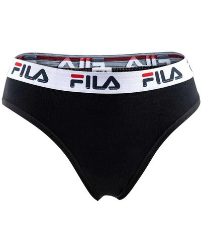 Fila Brazilian slip 4er pack, logo-bund, cotton stretch, einfarbig - Schwarz
