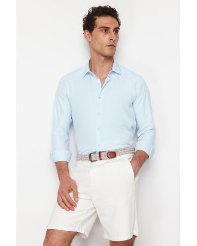Trendyol Helles, elegantes slim fit-hemd - Weiß