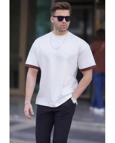 Madmext Es oversize-t-shirt mit rundhalsausschnitt - Weiß