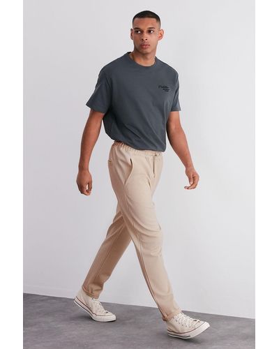 Trendyol Limited edition stone regular/normal geschnittene, dicke jogginghose mit zwei beinen - Natur