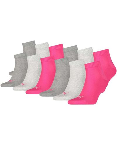 PUMA Unisex quarter-socken, 12er pack sneaker, ecom, logo, uni - 35-38 - Pink