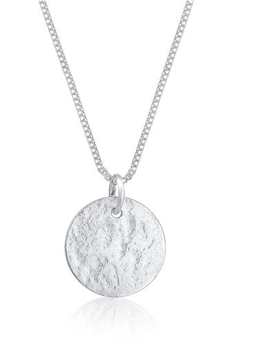 Elli Jewelry Halskette plättchen box chain vintage antik 925 silber - Weiß