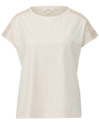 S.oliver T-shirt mit häkelspitzen-einsatz - Weiß