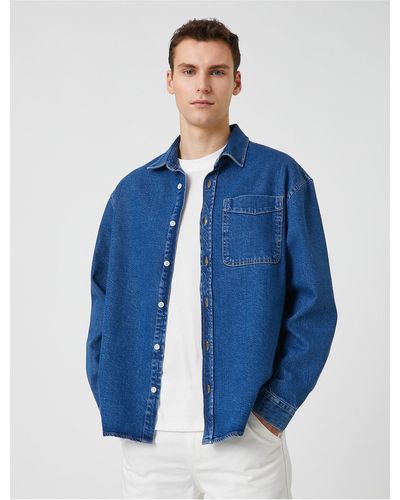 Koton Basic-jeansjacke mit taschendetail - Blau