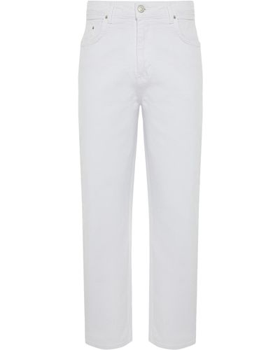 Trendyol E jeans im 90er-jahre-stil mit geradem bein und lockerer passform - Weiß