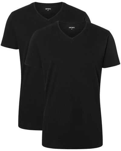 Camano T-shirt, 2er pack – comfort bci cotton, v-ausschnitt, baumwolle - Schwarz