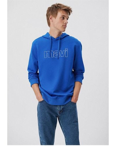 Mavi Kapuzen-sweatshirt mit logo-print -70913 - Blau