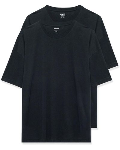 Mavi 2-teiliges schwarzes basic-t-shirt-set in übergröße, übergröße / weiter schnitt0612162-900 - Blau
