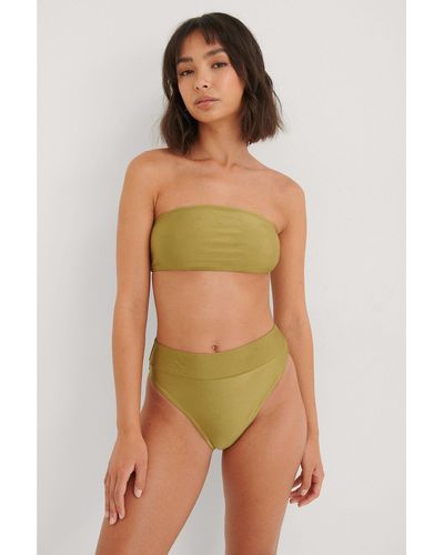 NA-KD Glänzendes bikinihöschen mit hoher taille - Grün