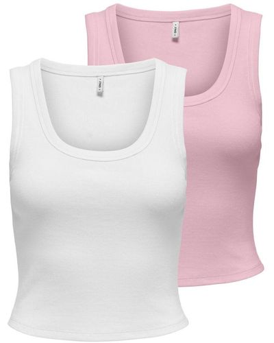 ONLY Top slim fit rundhals top - Pink