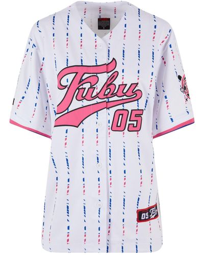 Fubu Fw222-021-1 varsity stripe baseball jersey - Weiß