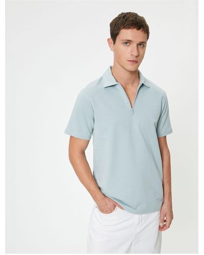 Koton Polo-t-shirt – halbreißverschluss, kurze ärmel, baumwolle - Blau