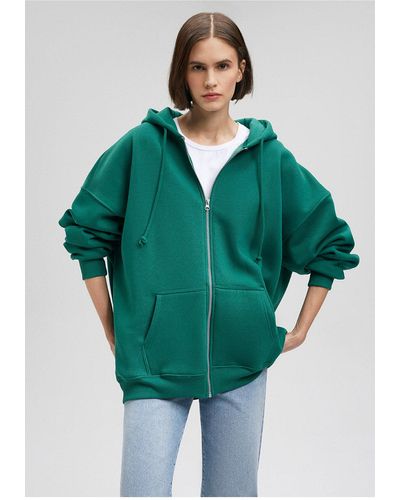Mavi Es sweatshirt mit kapuze und reißverschluss-71874 - Grün