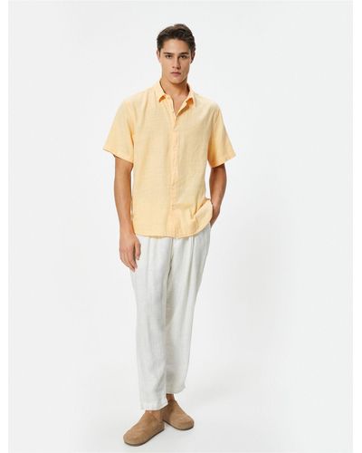 Koton Kurzärmeliges sommerhemd aus baumwolle – klassischer kragen und knöpfe - Weiß