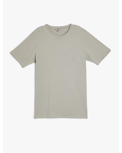 Koton Kurzarm-t-shirt rundhals slim fit baumwolle - Grau
