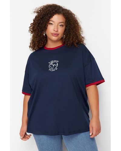 Trendyol Große größen in t-shirt oversized - 2xl - Blau