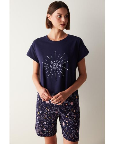 Penti Zodiac marineblaues t-shirt pyjamaoberteil
