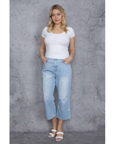 Şans Şans e 5-pocket-jeans mit rissen und detaillierter waschung in großen größen 65n24125 - Blau