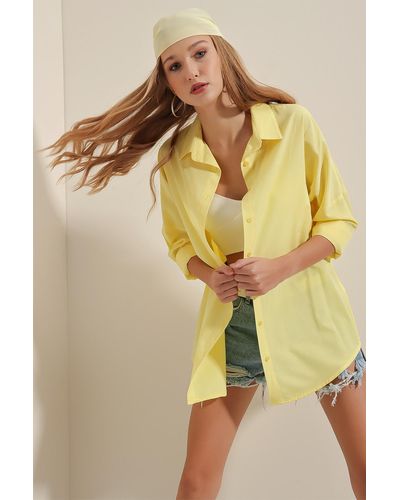 Bigdart 3900 oversize-lang-basic-hemd – - Gelb