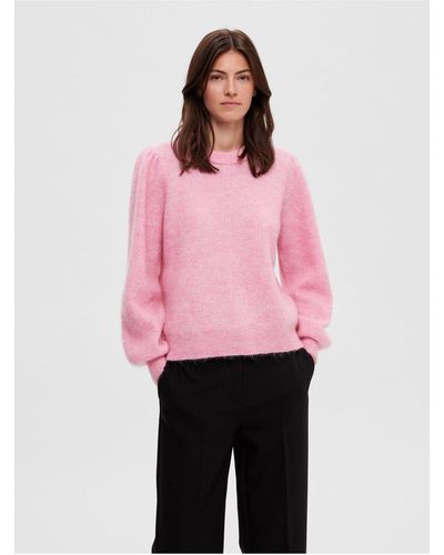 SELECTED Pullover mit rundhalsausschnitt - Pink