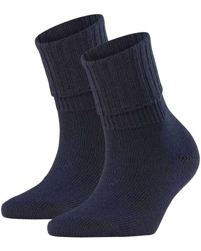 FALKE Socken 2er pack striggings rib, kurzsocken, umschlagsocken, logo, einfarbig, lang - Blau