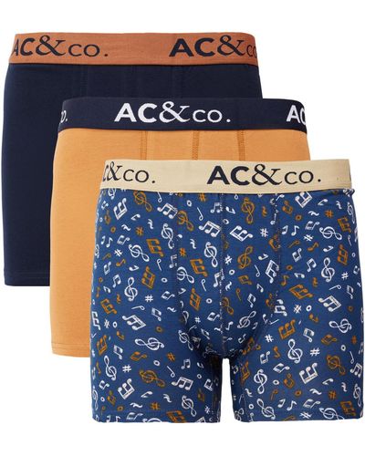 AC&Co / Altınyıldız Classics 3-teiliges boxershorts-set aus flexibler baumwolle mit muster , marineblau und braun