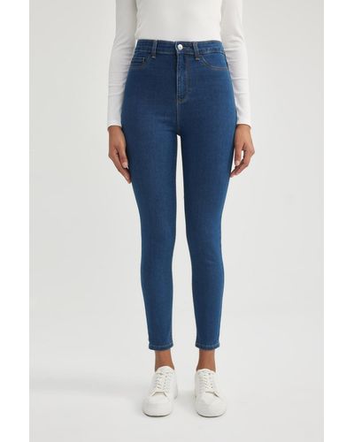 Defacto Jegging jeanshose mit hoher taille und knöchellänge und schmalem bein b7498ax24sp - Blau