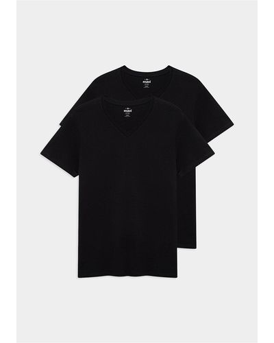 Mavi 2-teiliges basic-t-shirt mit v-ausschnitt und taillierter passform -900 - Schwarz