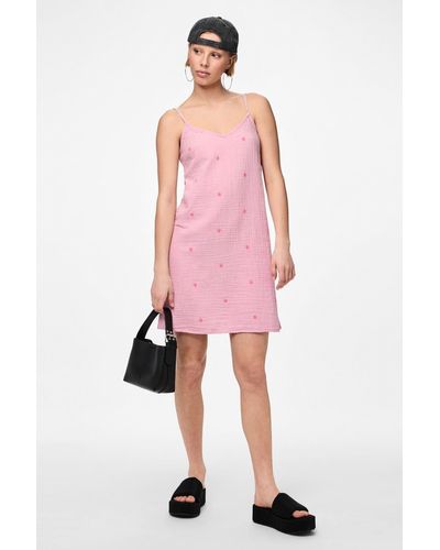 Pieces Pcmaya kurzes kleid mit trägern - Pink