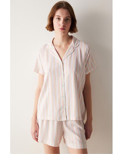 Penti Pyjama-set mit gestreiftem hemd und shorts von base - Natur