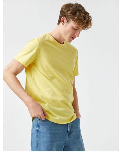 Koton Basic-t-shirt aus baumwolle - Gelb