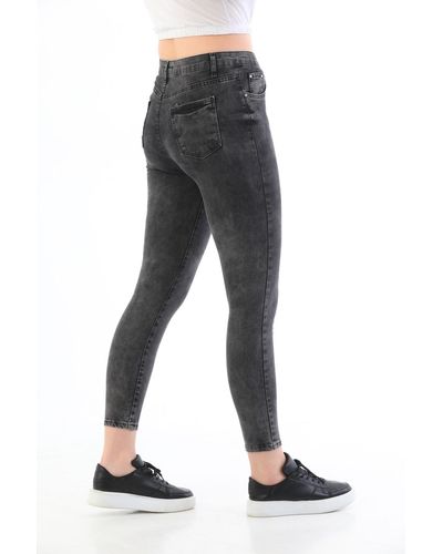 BİKELİFE Bikelife lycra-jeans mit hoher taille in smoked snow wash in übergröße - Schwarz