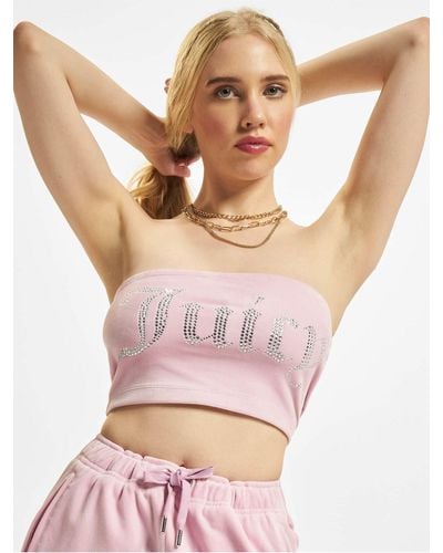 Juicy Couture – bandeau-boom-tube-crop-top aus velours - Pink