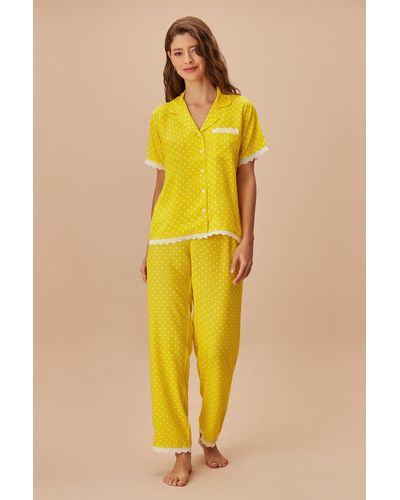 SUWEN Sonniges maskulines pyjama-set - Gelb