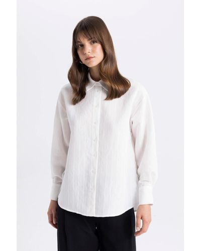 Defacto Relax fit langarmhemd tunika - Weiß