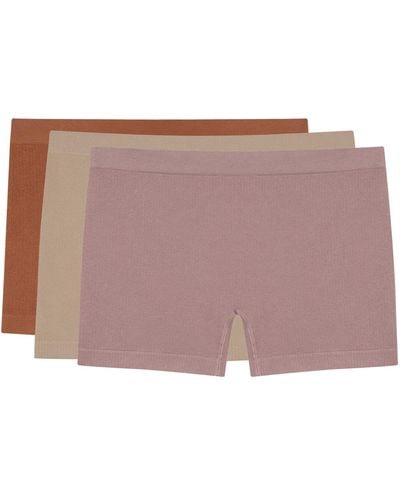 LOS OJOS 3-teilige gerippte nahtlose boxershorts 3xboyshort - Pink