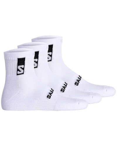 Salomon Unisex quartersocken, 3er pack everyday ankle, frottee, stütz-zone, logo - 36-38 - Weiß