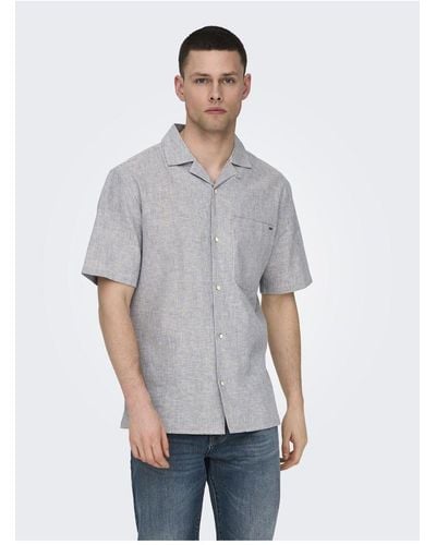 Only & Sons Hemd locker geschnitten resort kragen hemd - Grau