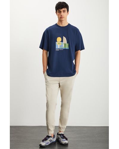 Grimelange T-shirt , 100 % baumwolle, rundhalsausschnitt, bedruckt, marineblau