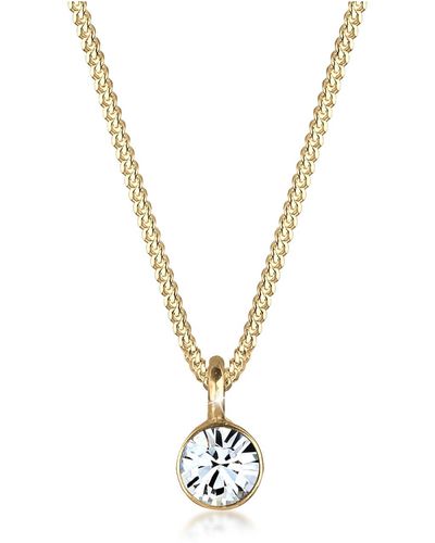 Elli Jewelry Halskette solitär anhänger kristall 925 silber - Mettallic