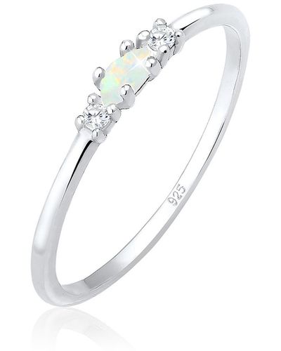 Elli Jewelry Ring vintage opal zirkonia 925 sterling silber - Weiß
