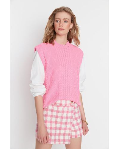 Trendyol Strickweste regular fit - Pink