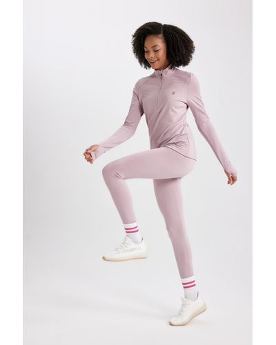 Defacto A4503ax23wn leggings mit saran-taille und standardpassform - Pink