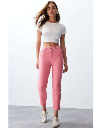 Trendyol Mom-jeans mit hoher taille - Pink