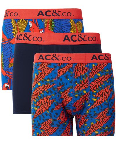 AC&Co / Altınyıldız Classics 3-teiliges boxershorts-set aus flexibler baumwolle mit muster in marineblau und fliesenoptik - Rot