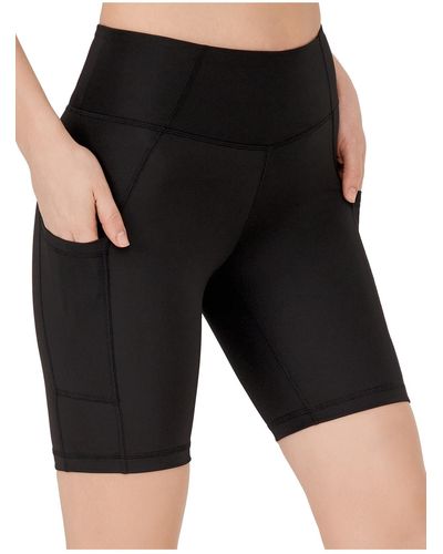 LOS OJOS E sportstrumpfhose mit hoher taille, glättenden biker-shorts mit zwei taschen und kurzen sportstrumpfhosen - Schwarz