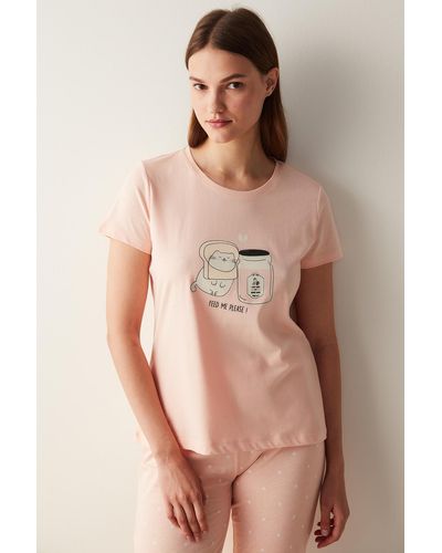 Penti Happy pink pants pyjama-set - Natur
