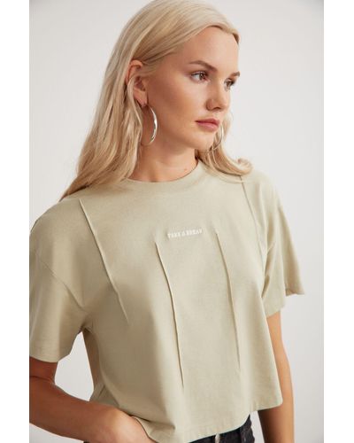 Grimelange S t-shirt keanne – 100 % baumwolle, stickdetail - Natur