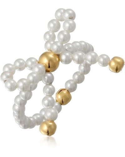 Elli Jewelry Ring muschelkernperle schleife 925 silber vergoldet - Weiß