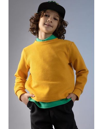 Defacto Sweatshirt für jungen – rundhalsausschnitt, modell z2511a623sp - Gelb
